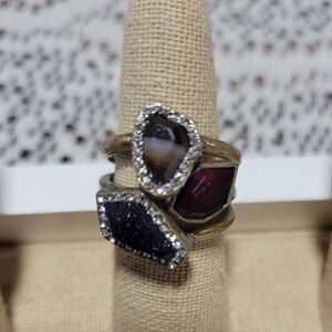 Elegant Multi-Stone Ring with Gold Accents